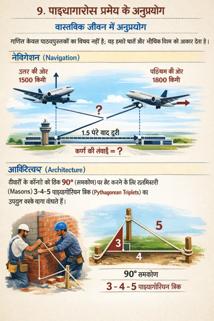 Class 10 Maths Chapter 6 Triangles in Hindi | NCERT Solutions, Theorems, Examples & MCQs पाइथागोरस प्रमेय के अनुप्रयोग (Applications of Pythagoras Theorem)
