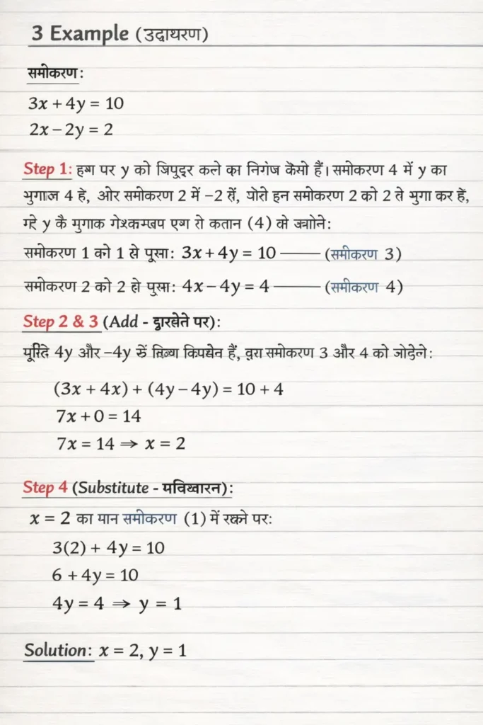 elimination method example with solution  