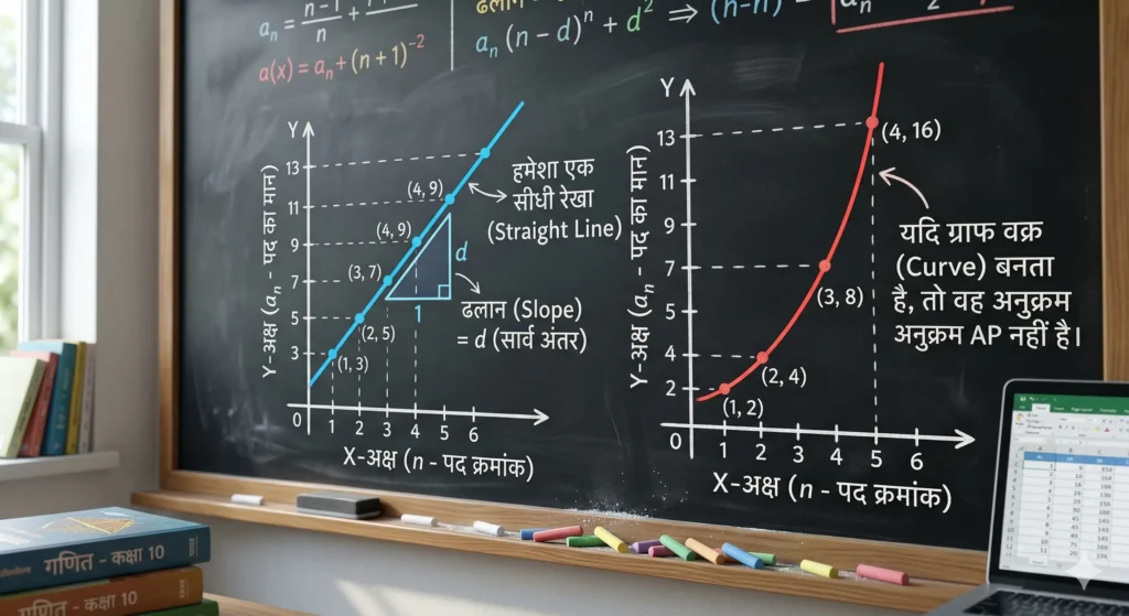 यदि किसी AP के पद-क्रमांक (n) को X-अक्ष पर