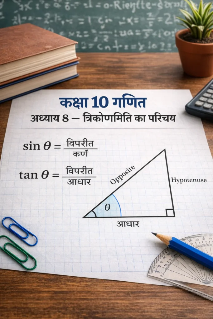 कक्षा 10 गणित अध्याय 8: त्रिकोणमिति का परिचय (NCERT Solutions, Notes, Formulas & Tricks) कक्षा 10 गणित अध्याय 8: त्रिकोणमिति का परिचय (NCERT Solutions, Notes, Formulas & Tricks)