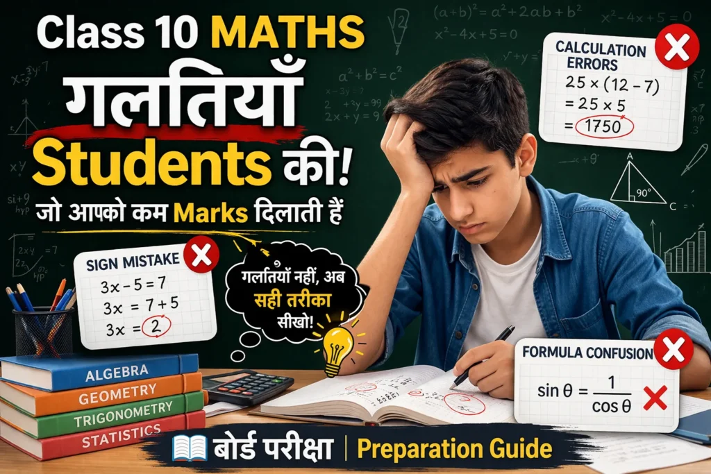 कक्षा 10 गणित में छात्रों द्वारा की जाने वाली सबसे बड़ी गलतियाँ (Board Exam Guide 2026) – Solutions के साथ calculation mistake in math during board examination