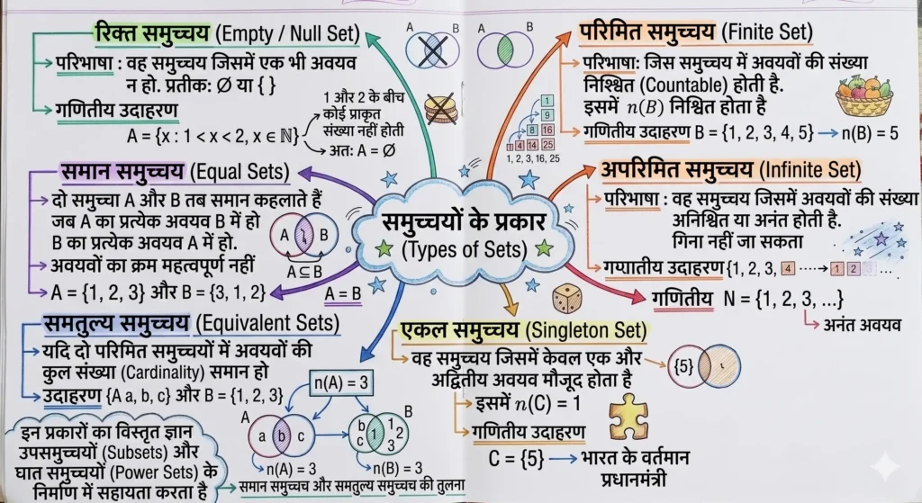 समुच्चयों के प्रकार (Types of Sets)