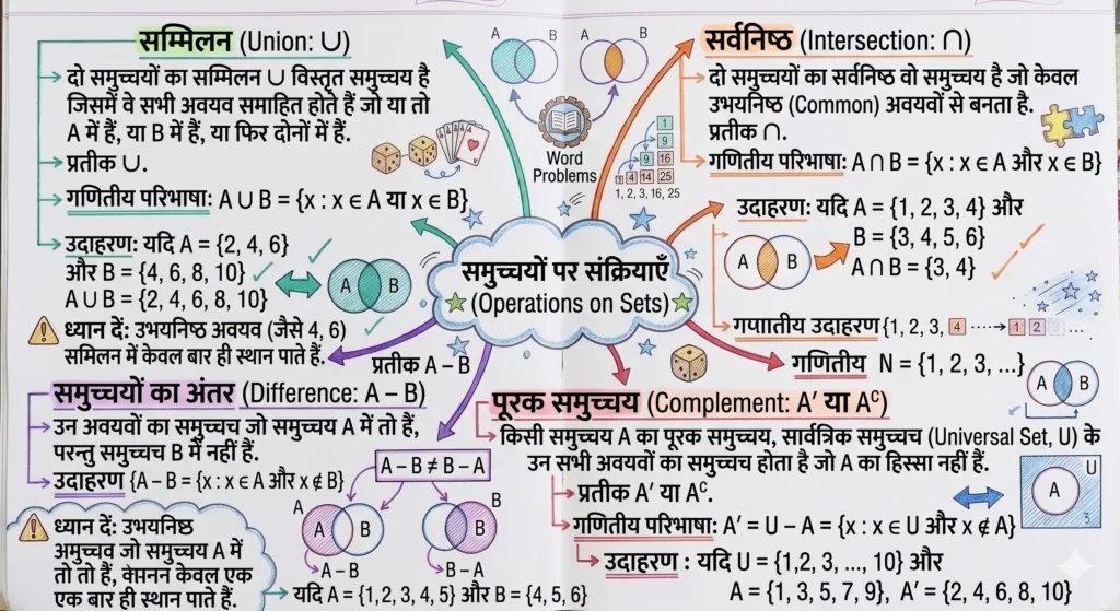 समुच्चयों पर संक्रियाएँ (Operations on Sets)
