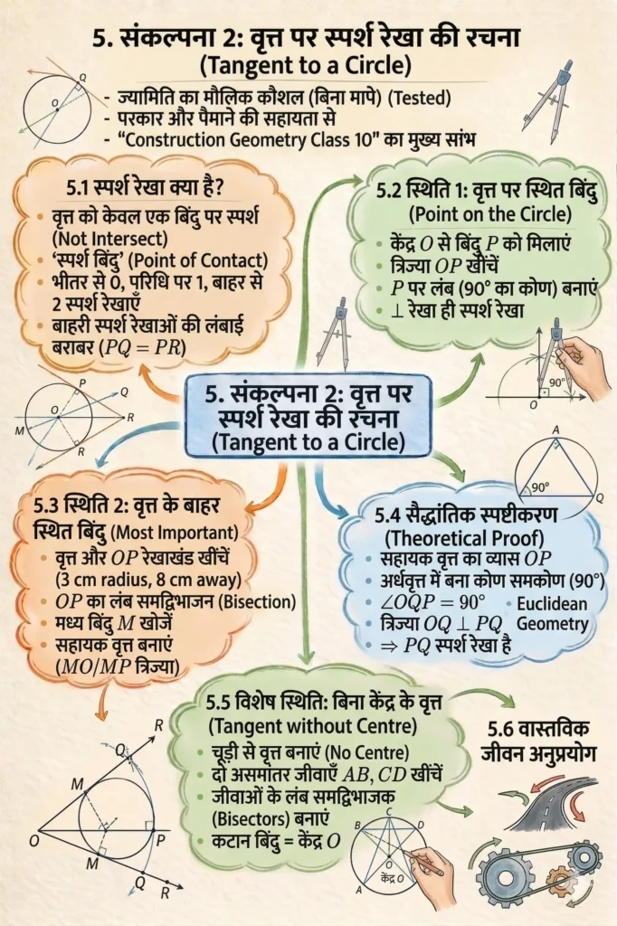 वृत्त पर स्पर्श रेखा की रचना (Tangent to a Circle)