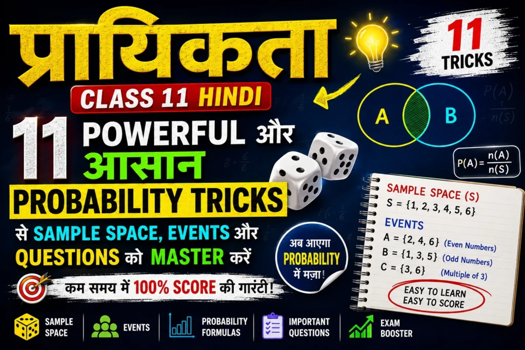 प्रायिकता Class 11 Hindi: 11 Powerful और आसान Probability Tricks से Sample Space, Events और Questions को Master करें