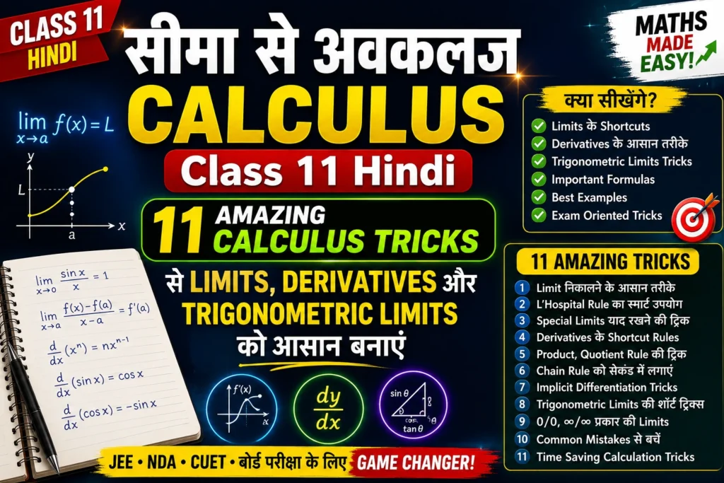 सीमा से अवकलज Class 11 Hindi: 11 Amazing Calculus Tricks से Limits, Derivatives और Trigonometric Limits को आसान बनाएं