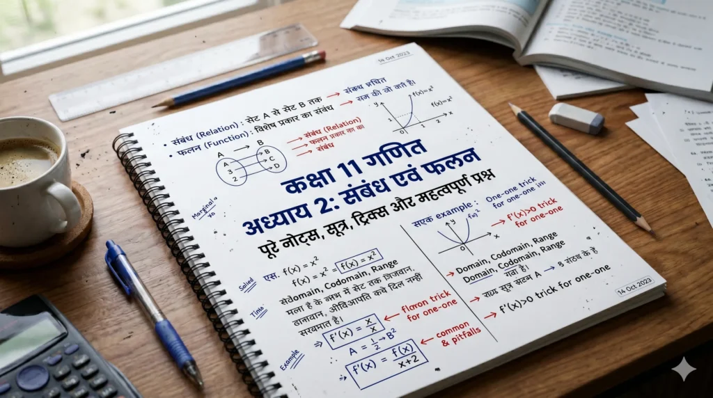 Class 11 Maths Chapter 2: संबंध एवं फलन – Full Notes, Formula, Tricks और Important Questions