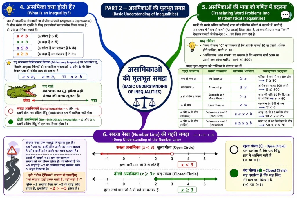 असमिकाओं को हल करने की सम्पूर्ण प्रणाली (Methods for Solving Inequalities) main map