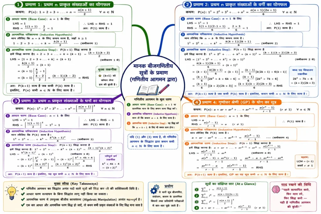 मानक बीजगणितीय सूत्रों के प्रमाण mind map