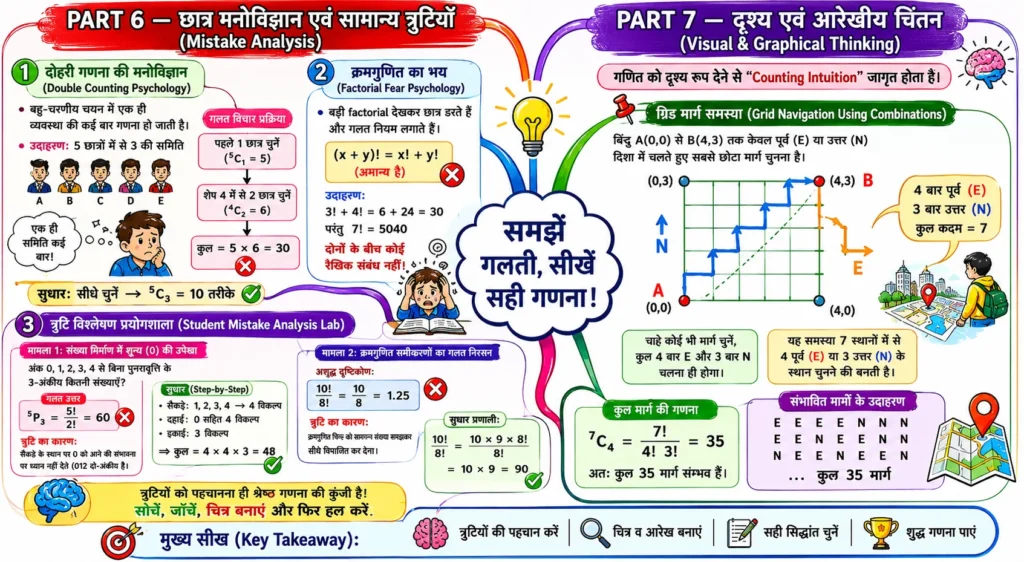 PART 6 — छात्र मनोविज्ञान एवं सामान्य त्रुटियाँ (Mistake Analysis) mind map image