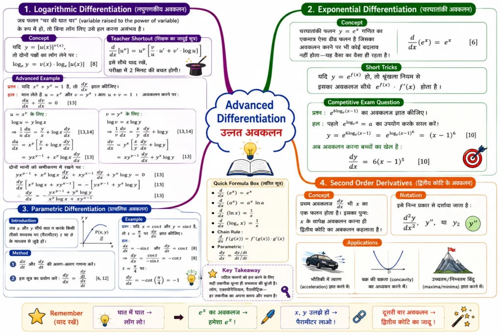 Advanced Differentiation (उन्नत अवकलन) mind map