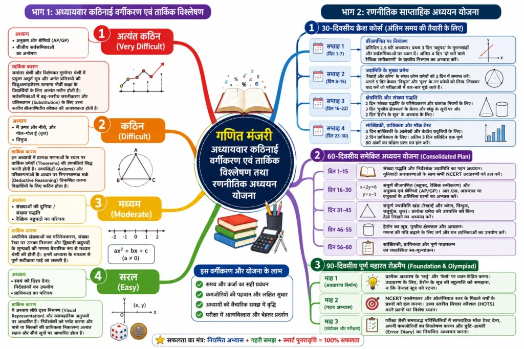गणित मंजरी में अध्यायवार कठिनाई वर्गीकरण एवं तार्किक विश्लेषण। 