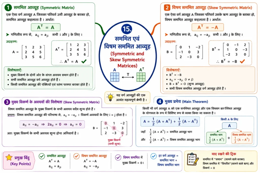 15. सममित एवं विषम सममित आव्यूह (Symmetric and Skew Symmetric Matrices)