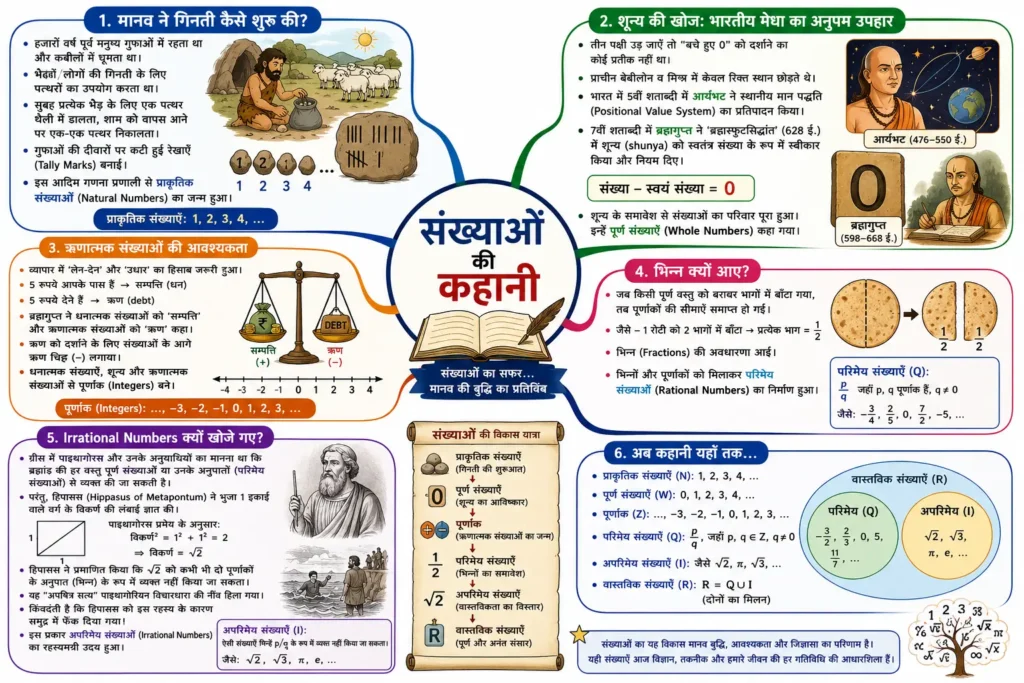 संख्याओं की कहानी mind map