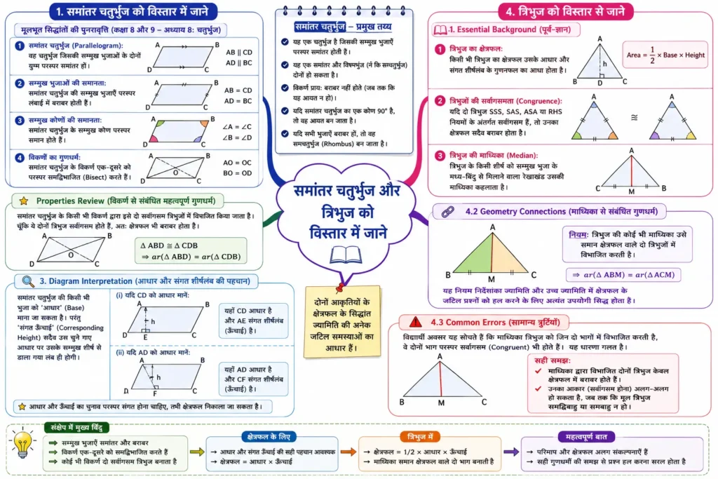 समांतर चतुर्भुज को विस्तार में जाने।