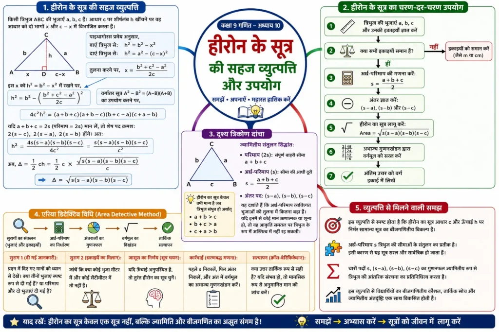 हीरोन के सूत्र की सहज व्युत्पत्ति। 