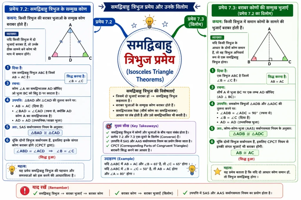 समद्विबाहु त्रिभुज प्रमेय (Isosceles Triangle Theorems)