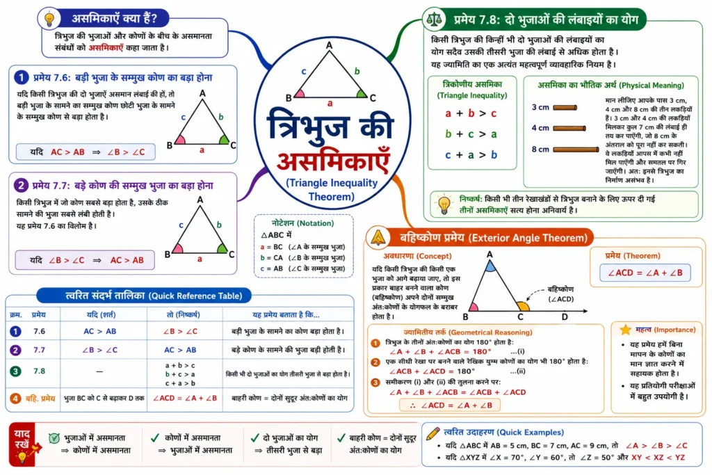 त्रिभुज की असमिकाएँ (Triangle Inequality Theorem)