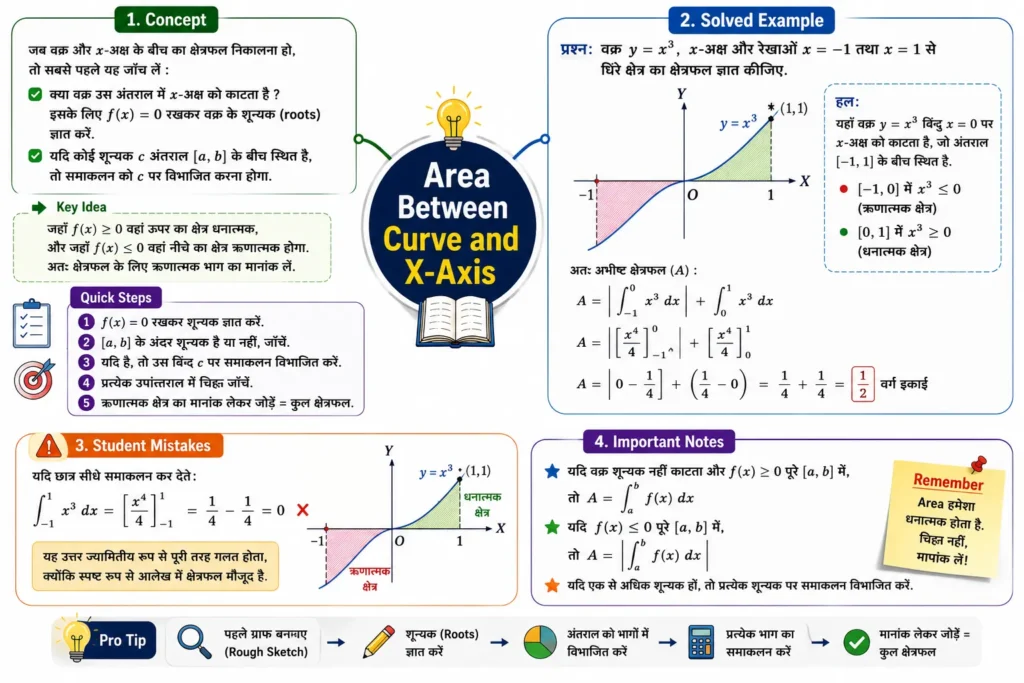 समाकलनों के अनुप्रयोग का Area Between Curve and X-Axis
