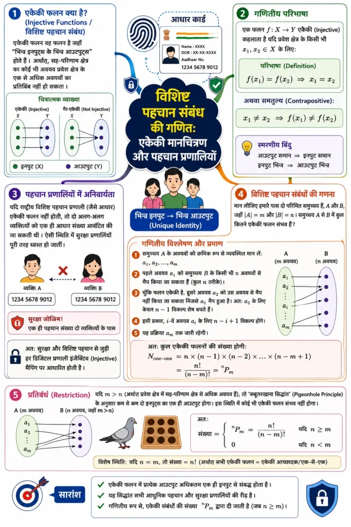 विशिष्ट पहचान संबंध की गणित: एकैकी मानचित्रण और पहचान प्रणालियाँ
