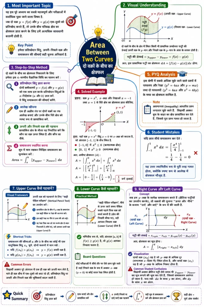 समाकलनों के अनुप्रयोग का Area Between Two Curves