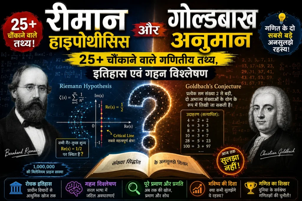 रीमान हाइपोथीसिस और गोल्डबाख अनुमान: 25+ चौंकाने वाले गणितीय तथ्य, इतिहास एवं गहन विश्लेषण