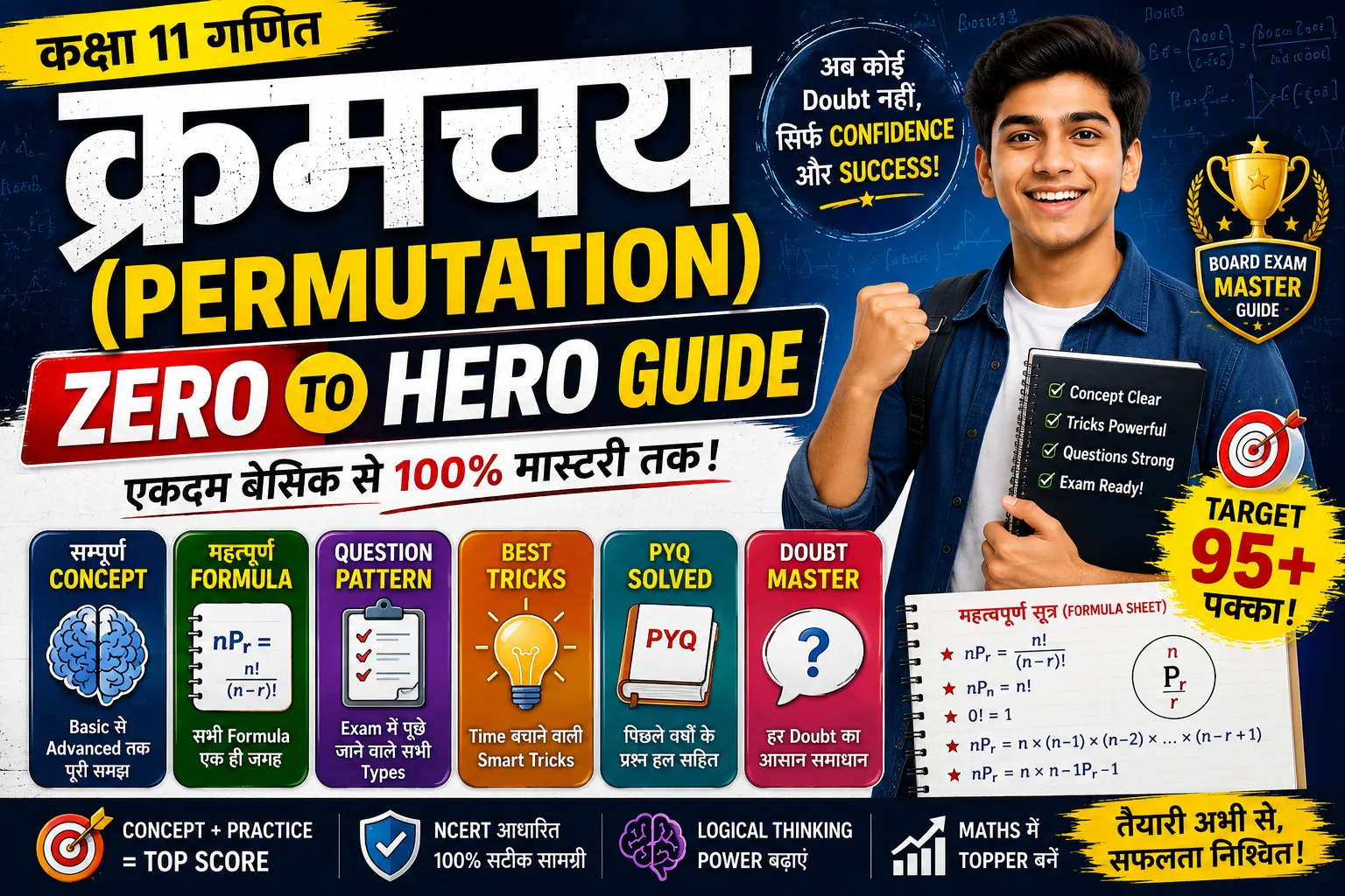 क्रमचय (Permutation) Zero to Hero Guide | कक्षा 11 गणित का सम्पूर्ण Concept, Formula, Question Pattern, Tricks, PYQ एवं Doubt Master Guide