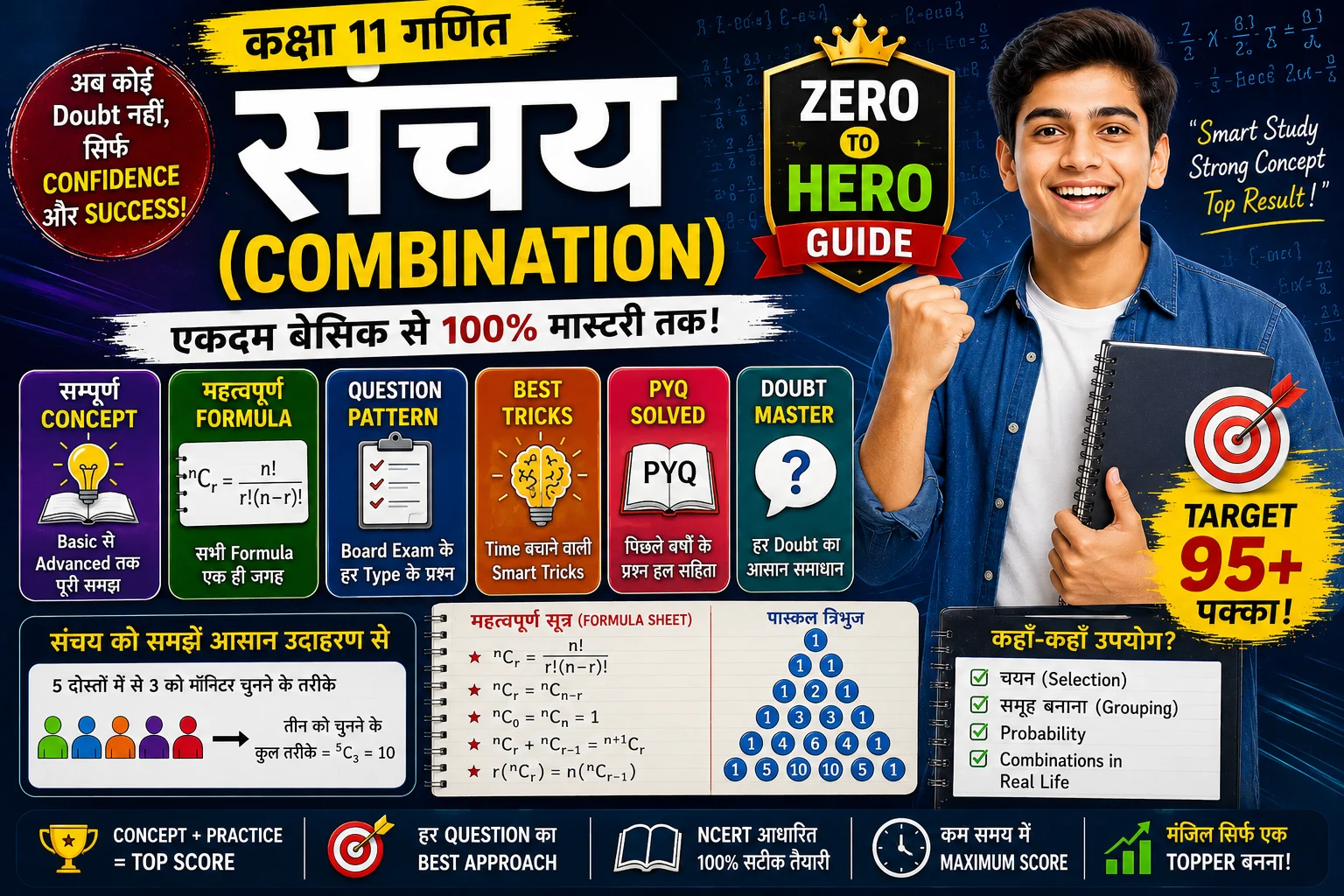 संचय (Combination) Zero to Hero Guide| कक्षा 11 गणित का सम्पूर्ण Concept, Formula, Question Pattern, Tricks, PYQ एवं Doubt Master Guide