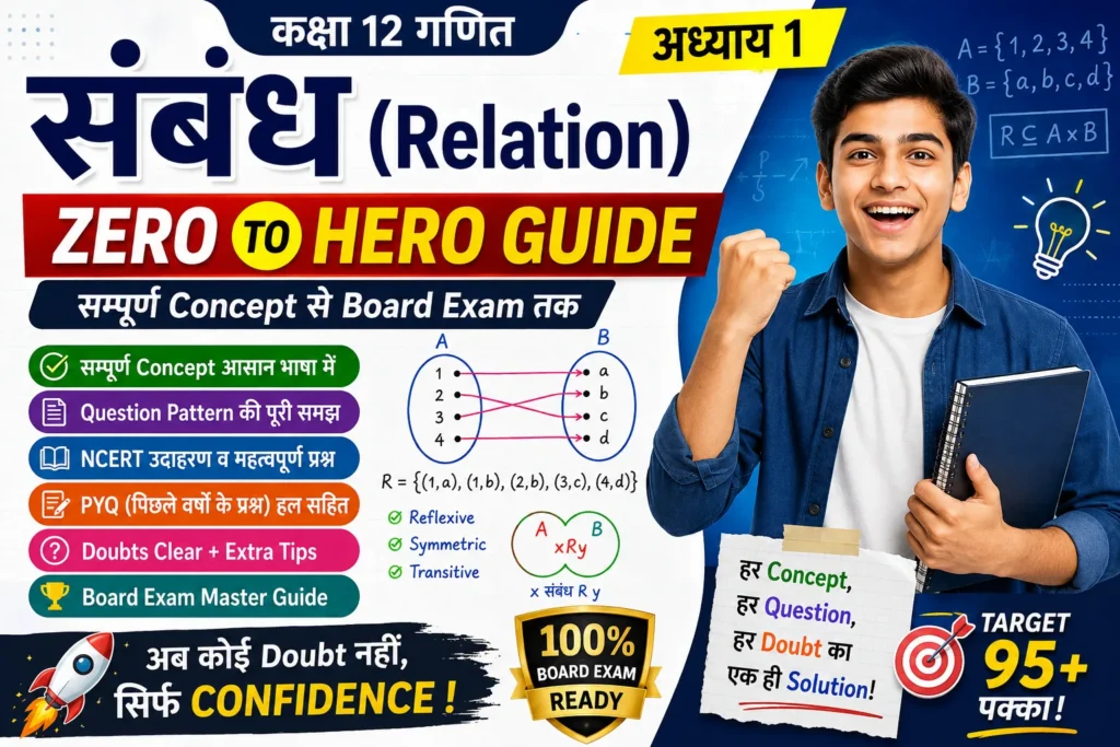 संबंध (Relation) Zero to Hero Guide | कक्षा 12 गणित अध्याय 1 का सम्पूर्ण Concept, Question Pattern, PYQ, Doubts एवं Board Exam Master Guide