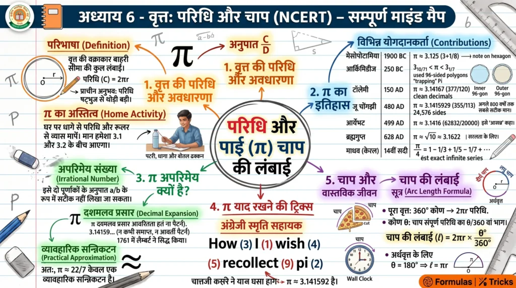 वृत्त की परिधि mind map