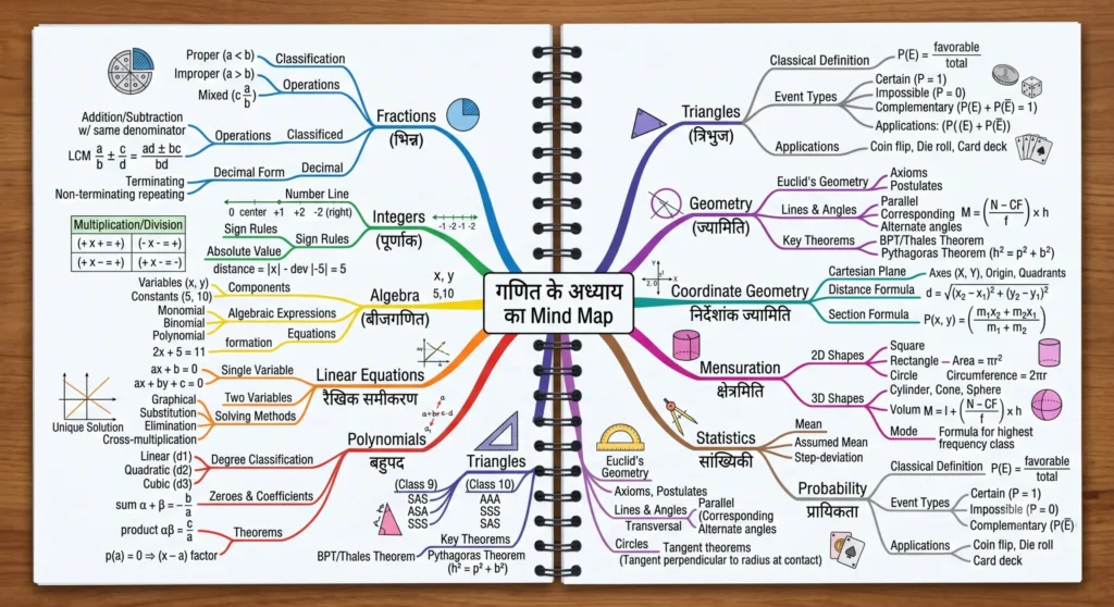 गणित के अध्याय का Mind Map कैसे बनाएं ?