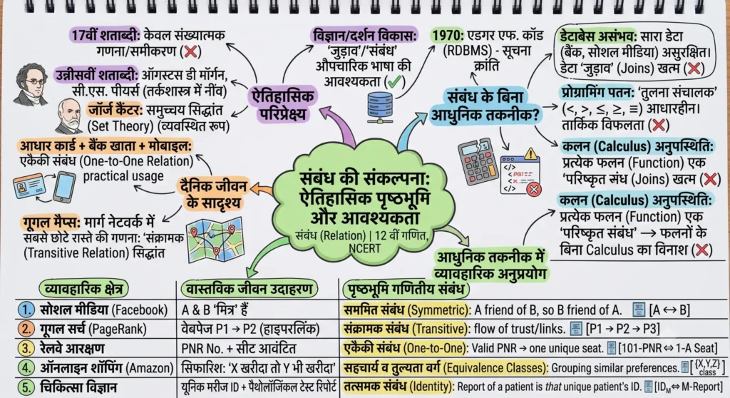 संबंध की संकल्पना की ऐतिहासिक पृष्ठभूमि और आवश्यकता।
