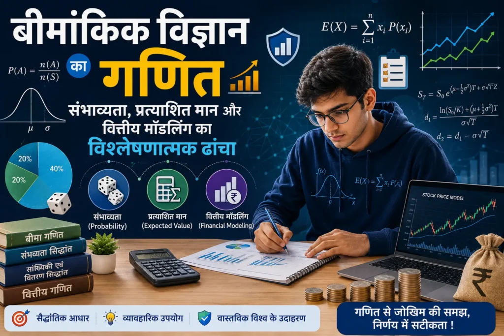 बीमांकिक विज्ञान का गणित: संभाव्यता, प्रत्याशित मान और वित्तीय मॉडलिंग का विश्लेषणात्मक ढांचा