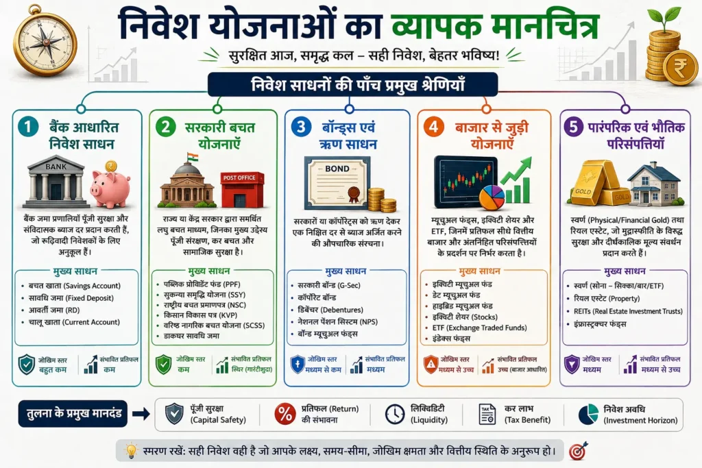निवेश योजनाओं का व्यापक मानचित्र