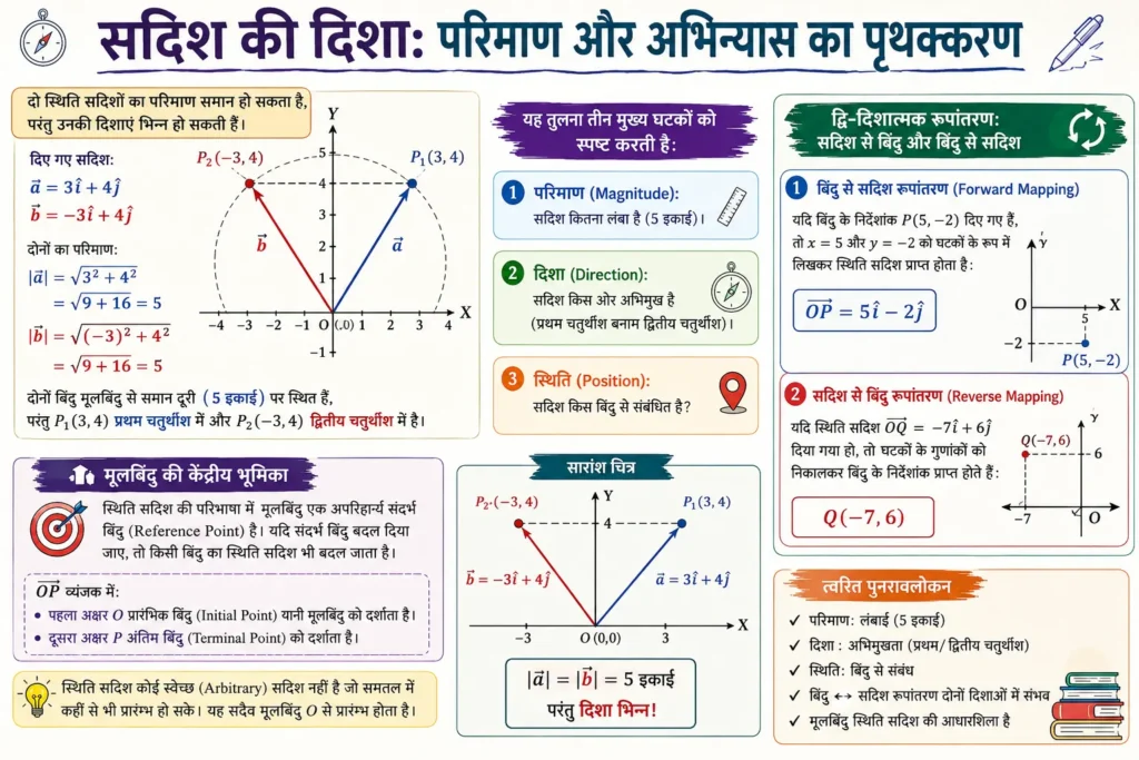 सदिश की दिशा: परिमाण और अभिन्यास का पृथक्करण