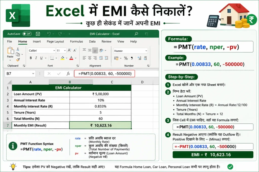 Excel में EMI कैसे निकालें